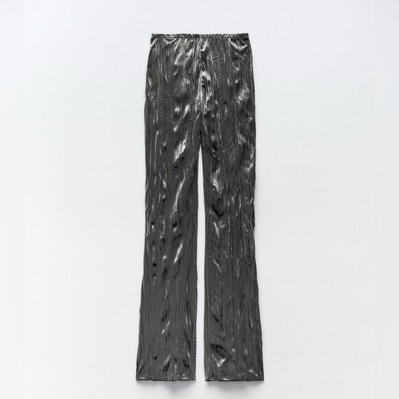 Zara Grey Velvet Flare Pants Size Medium - Picture 6 of 13